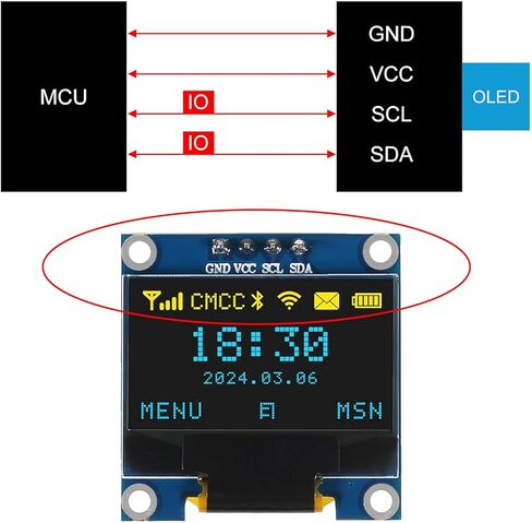5PCS 0.96 Inch OLED Display Screen Module Compact Self-Luminous Mini Screens for Arduino Projects(Blue and Yellow) in Saudi Arabia
