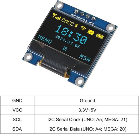 5PCS 0.96 Inch OLED Display Screen Module Compact Self-Luminous Mini Screens for Arduino Projects(Blue and Yellow) in Saudi Arabia