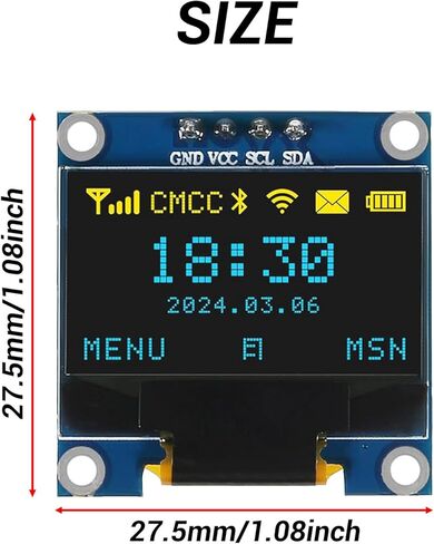 5PCS 0.96 Inch OLED Display Screen Module Compact Self-Luminous Mini Screens for Arduino Projects(Blue and Yellow) in Saudi Arabia