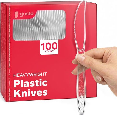 Comfy Package [100 Pack] Heavyweight Clear Plastic Forks with Engraved Design - Disposable Sturdy Plastic Utensils for Parties, Weddings, and Events in Saudi Arabia