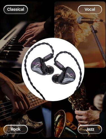 Linsoul ZiiGaat Crescent in Ear Monitor, Premium 2DD+2BA Hybrid IEM Earphone, Isobaric Bass, Vintage Analog Sound, 3D-Printed Resin Shell, with Detachable IEM Cable for Musicians/Studio in Saudi Arabia