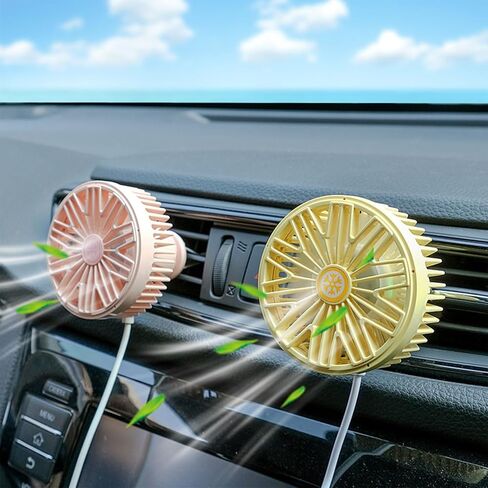 مروحة سيارة قابلة للدوران 360 درجة أضواء LED ملونة رائعة تعمل بمنفذ USB هواء تبريد قوي لتنفيس مخرج هواء السيارة in Kuwait