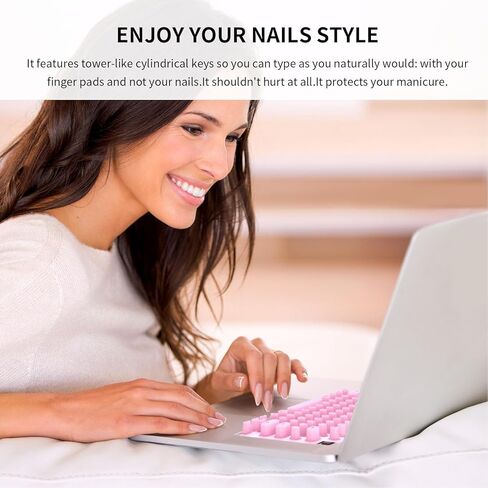 Denash Keyboard Cover Protector,Desktop PC Silicone Long Nail Keyboard Cover for OS 14 16 Air 13 15 2021 to 2024,Cylindrical Keyboard Skin for Long Nails Typing in Kuwait