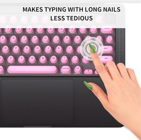 Denash Keyboard Cover Protector,Desktop PC Silicone Long Nail Keyboard Cover for OS 14 16 Air 13 15 2021 to 2024,Cylindrical Keyboard Skin for Long Nails Typing in Kuwait