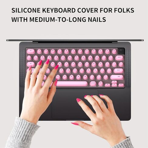 Denash Keyboard Cover Protector,Desktop PC Silicone Long Nail Keyboard Cover for OS 14 16 Air 13 15 2021 to 2024,Cylindrical Keyboard Skin for Long Nails Typing in Kuwait
