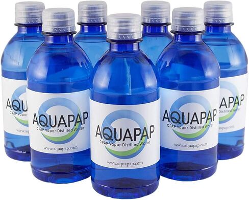 6 عبوات من مياه CPAP المقطر بالبخار من AQUAPAPAPAPAP | 2-3 ليالٍ لكل زجاجة | للآلات ذات التصميم المقطر in Kuwait