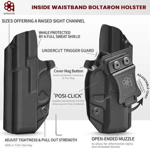 Amberide Sig P365XL IWB الحافظة، Kydex-Boltaron داخل حزام الخصر المناسب Sig P365 XL مسدس 9 مم، تصميم نحيف منخفض الطباعة، احتفاظ سلس بالسحب السريع، تغطية الزناد الكاملة، 0-30 درجة تعديل غير قادر in Kuwait