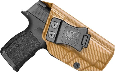 Amberide Sig P365XL IWB الحافظة، Kydex-Boltaron داخل حزام الخصر المناسب Sig P365 XL مسدس 9 مم، تصميم نحيف منخفض الطباعة، احتفاظ سلس بالسحب السريع، تغطية الزناد الكاملة، 0-30 درجة تعديل غير قادر in Kuwait