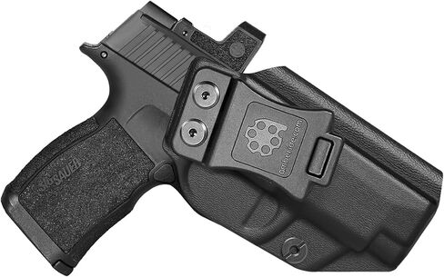 Amberide Sig P365XL IWB الحافظة، Kydex-Boltaron داخل حزام الخصر المناسب Sig P365 XL مسدس 9 مم، تصميم نحيف منخفض الطباعة، احتفاظ سلس بالسحب السريع، تغطية الزناد الكاملة، 0-30 درجة تعديل غير قادر in Kuwait