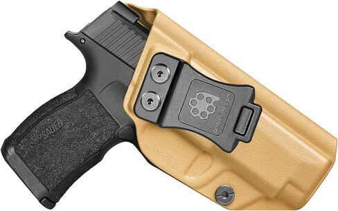Amberide Sig P365XL IWB الحافظة، Kydex-Boltaron داخل حزام الخصر المناسب Sig P365 XL مسدس 9 مم، تصميم نحيف منخفض الطباعة، احتفاظ سلس بالسحب السريع، تغطية الزناد الكاملة، 0-30 درجة تعديل غير قادر in Kuwait