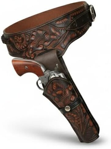 TJAYZ 22 Cal Western Gun Belt and Holster - شركة أمريكية من الجلد المحبب بالكامل، جهاز تراث رعاة البقر، حافظة مسدس مُجهزة، رسم اليد اليمنى، عمل رعاة البقر SASS in Saudi Arabia
