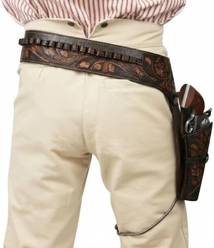 TJAYZ 22 Cal Western Gun Belt and Holster - شركة أمريكية من الجلد المحبب بالكامل، جهاز تراث رعاة البقر، حافظة مسدس مُجهزة، رسم اليد اليمنى، عمل رعاة البقر SASS in Saudi Arabia