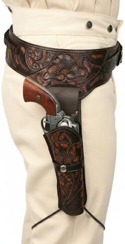 TJAYZ 22 Cal Western Gun Belt and Holster - شركة أمريكية من الجلد المحبب بالكامل، جهاز تراث رعاة البقر، حافظة مسدس مُجهزة، رسم اليد اليمنى، عمل رعاة البقر SASS in Saudi Arabia