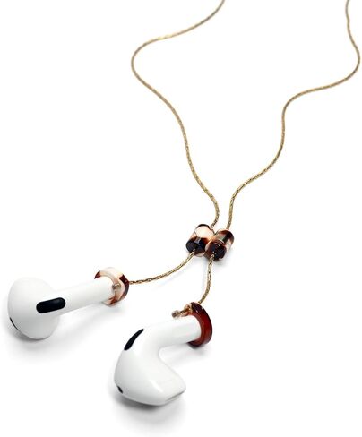 حزام رقبة مغناطيسي مضاد للفقد لأجهزة AirPods Pro 2/1، AirPods 4/3/2/1 - قلادة ممتازة خفيفة للغاية مع مشبك مغناطيسي فوري ومقابض سيليكون (سلسلة ذهبية + كريم لاتيه) in Kuwait
