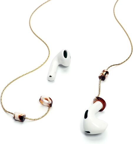 حزام رقبة مغناطيسي مضاد للفقد لأجهزة AirPods Pro 2/1، AirPods 4/3/2/1 - قلادة ممتازة خفيفة للغاية مع مشبك مغناطيسي فوري ومقابض سيليكون (سلسلة ذهبية + كريم لاتيه) in Kuwait