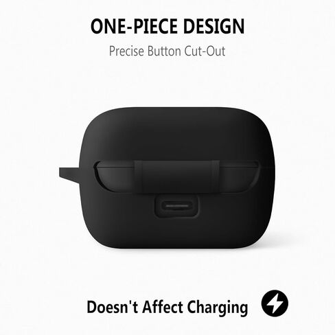 حافظة سيليكون Geiomoo لجهاز Anker Soundcore C50i، غطاء حماية ناعم ومرن مقاوم للخدش مع حلقة تسلق (أسود) in Kuwait