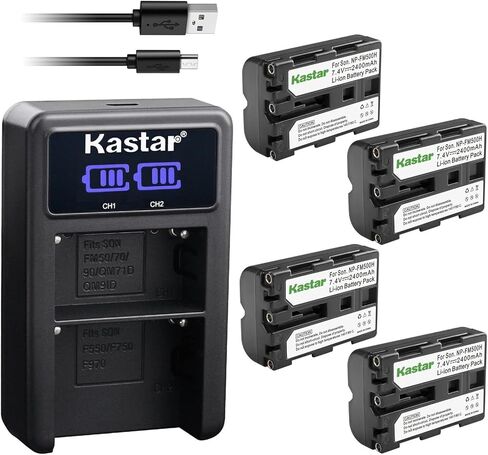 Kastar 4-Pack NP-FM500H Battery and LED2 USB Charger Compatible with Sony DSLR-A700P, DSLR-A700Z, DSLR-A850, α850, Alpha A850, DSLR-A850B, DSLR-A850Q, DSLR-A900, α900, Alpha, a900, DSLR-A900B Camerea in Saudi Arabia