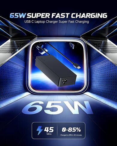 65W USB C Laptop Charger Compatible with Lenovo Laptop Charger ThinkPad T14 T15 E14 E15 X1 X13 E480 T480s T490 Yoga 7i 9i Thinkbook 65W 45W Computer Charger USB Type C AC Power Adapter in Saudi Arabia