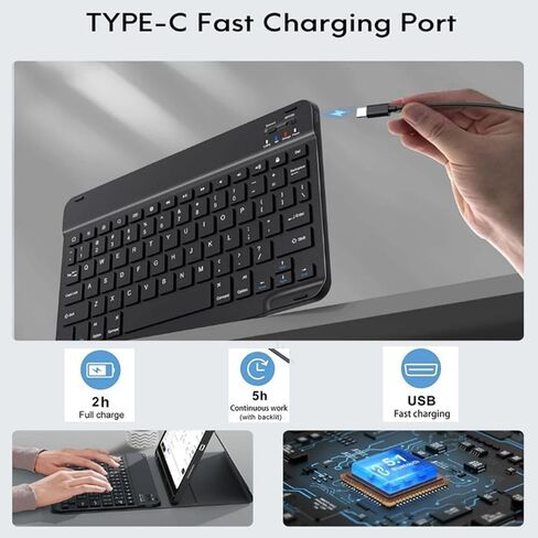 حافظة لوحة مفاتيح لجهاز iPad الجيل العاشر (10.9 بوصة، 2022)، غطاء رفيع قابل للطي ولوحة مفاتيح بلوتوث قابلة للإزالة والفصل مع حامل قلم رصاص لـ A2696 / A2757 / A2777 (أسود) in Kuwait