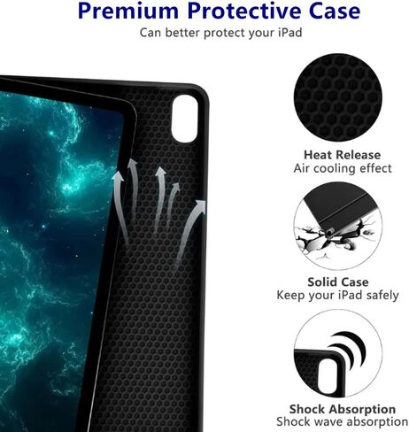 حافظة لوحة مفاتيح لجهاز iPad الجيل العاشر (10.9 بوصة، 2022)، غطاء رفيع قابل للطي ولوحة مفاتيح بلوتوث قابلة للإزالة والفصل مع حامل قلم رصاص لـ A2696 / A2757 / A2777 (أسود) in Kuwait