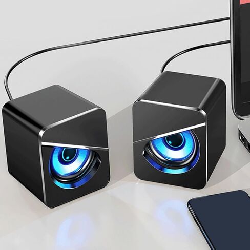 Vaguelly Desktop Computer USB Speaker for Notebook and Pc, Wired External Loudspeaker Box with Bass, USB Charging, Suitable for Home Office Gaming Use, Dc5V Power in Saudi Arabia