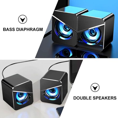 Vaguelly Desktop Computer USB Speaker for Notebook and Pc, Wired External Loudspeaker Box with Bass, USB Charging, Suitable for Home Office Gaming Use, Dc5V Power in Saudi Arabia