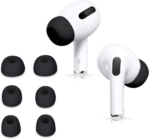 kwmobile 6X Replacement Ear Tips Compatible with Apple Airpods Pro 2 / Pro 1 - Silicone Tips for Earphones - Black in Saudi Arabia