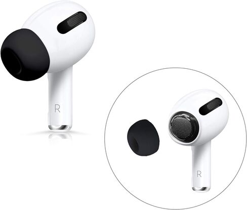 kwmobile 6X Replacement Ear Tips Compatible with Apple Airpods Pro 2 / Pro 1 - Silicone Tips for Earphones - Black in Saudi Arabia