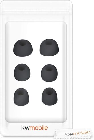 kwmobile 6X Replacement Ear Tips Compatible with Apple Airpods Pro 2 / Pro 1 - Silicone Tips for Earphones - Black in Saudi Arabia