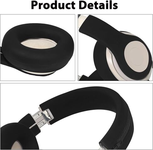 Adhiper 3-in-1 Silicone Sweat Case Cover for Beats Studio Pro Headphones Accessories, Ear Pad Covers/Zipper Headband Cover/Shell Covers for Beats Studio Pro, Sweatproof & Easy to Clean - Black in Saudi Arabia