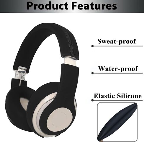 Adhiper 3-in-1 Silicone Sweat Case Cover for Beats Studio Pro Headphones Accessories, Ear Pad Covers/Zipper Headband Cover/Shell Covers for Beats Studio Pro, Sweatproof & Easy to Clean - Black in Saudi Arabia