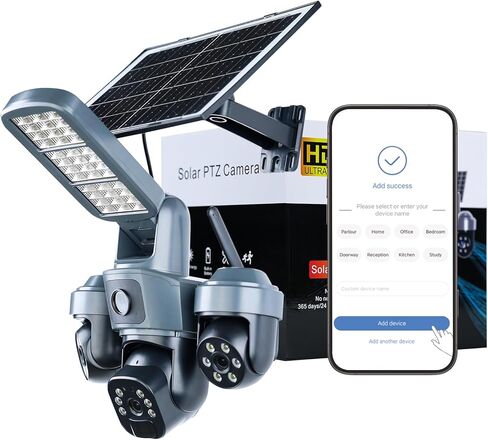 كاميرا Lightdot Solar Floodlight الأمنية الخارجية اللاسلكية مع لوحة شمسية، عموم/إمالة، تتبع AI بزاوية 360 درجة، اكتشاف مجاني للشخص/المركبة، SD/Cloud، مثالية للمزرعة والمزرعة وموقع البناء in Saudi Arabia