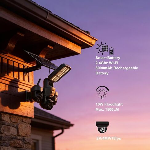 كاميرا Lightdot Solar Floodlight الأمنية الخارجية اللاسلكية مع لوحة شمسية، عموم/إمالة، تتبع AI بزاوية 360 درجة، اكتشاف مجاني للشخص/المركبة، SD/Cloud، مثالية للمزرعة والمزرعة وموقع البناء in Saudi Arabia