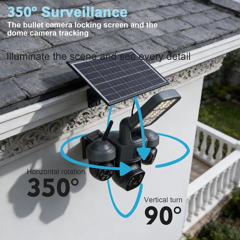 كاميرا Lightdot Solar Floodlight الأمنية الخارجية اللاسلكية مع لوحة شمسية، عموم/إمالة، تتبع AI بزاوية 360 درجة، اكتشاف مجاني للشخص/المركبة، SD/Cloud، مثالية للمزرعة والمزرعة وموقع البناء in Saudi Arabia