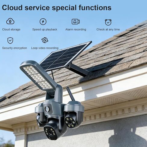 كاميرا Lightdot Solar Floodlight الأمنية الخارجية اللاسلكية مع لوحة شمسية، عموم/إمالة، تتبع AI بزاوية 360 درجة، اكتشاف مجاني للشخص/المركبة، SD/Cloud، مثالية للمزرعة والمزرعة وموقع البناء in Saudi Arabia