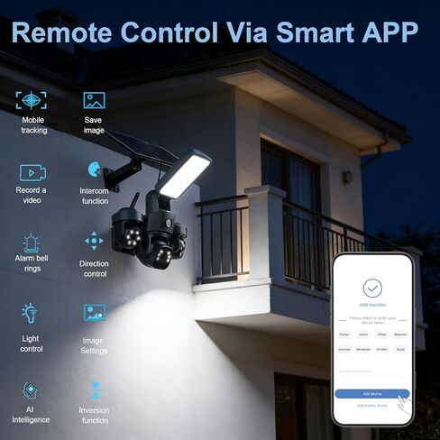 كاميرا Lightdot Solar Floodlight الأمنية الخارجية اللاسلكية مع لوحة شمسية، عموم/إمالة، تتبع AI بزاوية 360 درجة، اكتشاف مجاني للشخص/المركبة، SD/Cloud، مثالية للمزرعة والمزرعة وموقع البناء in Saudi Arabia