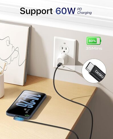 كابل USB C إلى USB C 90 درجة 2 حزمة 6FT 60W iPhone 17 Pro Max كابل شحن مضفر طويل الزاوية اليمنى من النوع C شاحن سريع سلك شحن لهاتف iPhone 17 16 15 Pro Max 16e وSamsung S25 iPad والمزيد in Kuwait