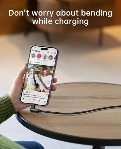 كابل USB C إلى USB C 90 درجة 2 حزمة 6FT 60W iPhone 17 Pro Max كابل شحن مضفر طويل الزاوية اليمنى من النوع C شاحن سريع سلك شحن لهاتف iPhone 17 16 15 Pro Max 16e وSamsung S25 iPad والمزيد in Kuwait