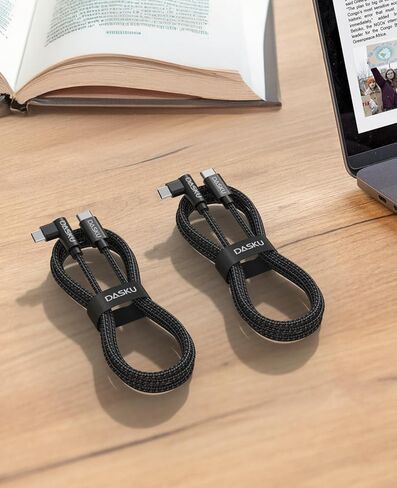 كابل USB C إلى USB C 90 درجة 2 حزمة 6FT 60W iPhone 17 Pro Max كابل شحن مضفر طويل الزاوية اليمنى من النوع C شاحن سريع سلك شحن لهاتف iPhone 17 16 15 Pro Max 16e وSamsung S25 iPad والمزيد in Kuwait