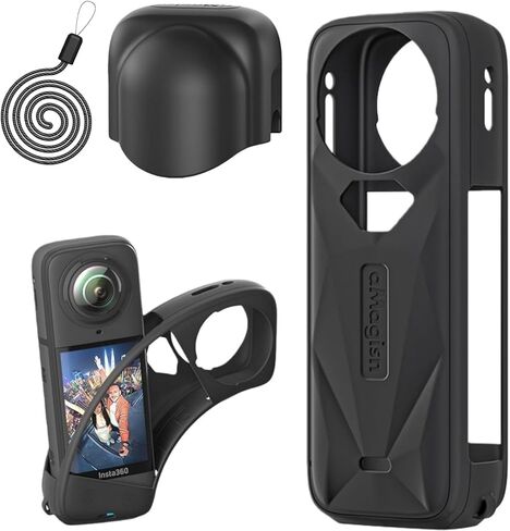 Silicone Sleeve + Lens Cap for Insta360 X5, Protection Cover Protective Case (Black) in Kuwait