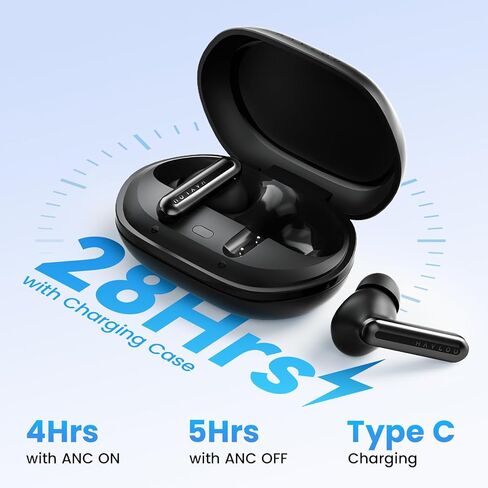 سماعات أذن لاسلكية لإلغاء الضوضاء من HAYLOU Mori Pro، 43 ديسيبل ANC قابلة للتعديل تلقائيًا، سماعات أذن بلوتوث 10 مم مع 6 ميكروفون AI ENC، وقت تشغيل 28 ساعة، تحكم باللمس، سماعات أذن داخل الأذن مقاومة للماء IPX4 in Kuwait