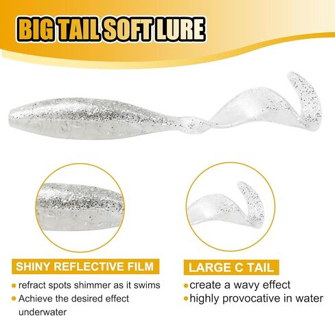 6.2'' Large Soft Fishing Lures, High-Toughness PVC Swim Bait with ‘C’ Tail, Bite-Resistant & Flexible for Big Fish in Saudi Arabia