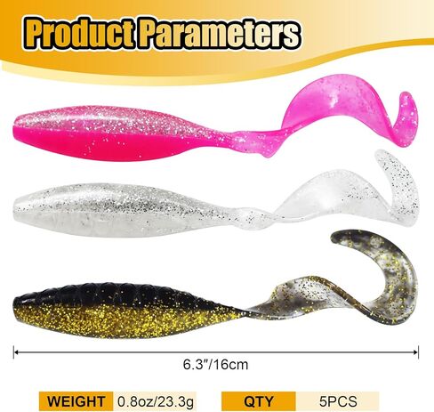 6.2'' Large Soft Fishing Lures, High-Toughness PVC Swim Bait with ‘C’ Tail, Bite-Resistant & Flexible for Big Fish in Saudi Arabia