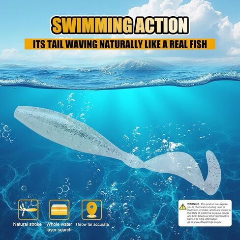 6.2'' Large Soft Fishing Lures, High-Toughness PVC Swim Bait with ‘C’ Tail, Bite-Resistant & Flexible for Big Fish in Saudi Arabia