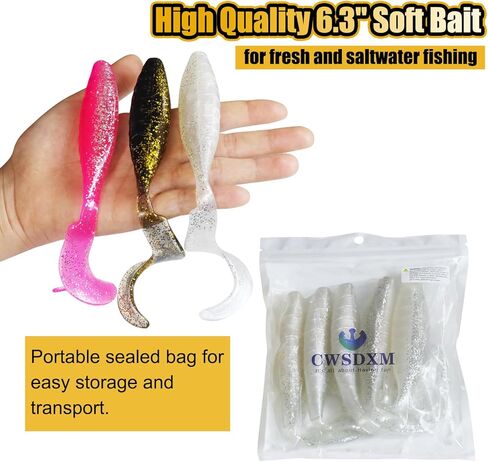 6.2'' Large Soft Fishing Lures, High-Toughness PVC Swim Bait with ‘C’ Tail, Bite-Resistant & Flexible for Big Fish in Saudi Arabia