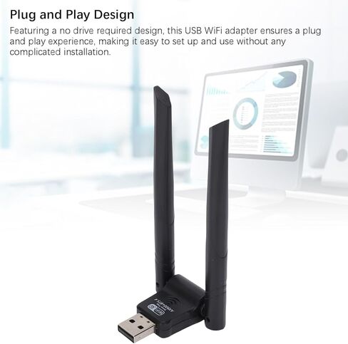 محول 2 في 1 USB WiFi Bluetooth، 900 ميجابت في الثانية، محول شبكة لاسلكي ثنائي النطاق 2.4 5 جيجا هرتز، التوصيل والتشغيل للكمبيوتر الشخصي in Saudi Arabia