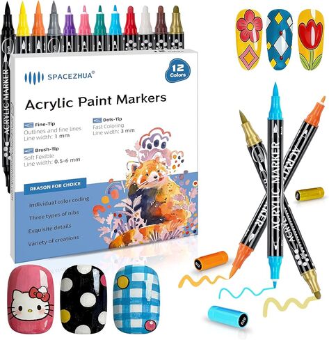 36 Colors Dual Tip Acrylic Paint Pens, Eco Friendly Non Toxic Non Odor Acrylic Paint Markers for Rock Painting, Fabric, Wood, Glass, Christmas Gifts for Teens - Grandkids DIY Art Supplies in Saudi Arabia
