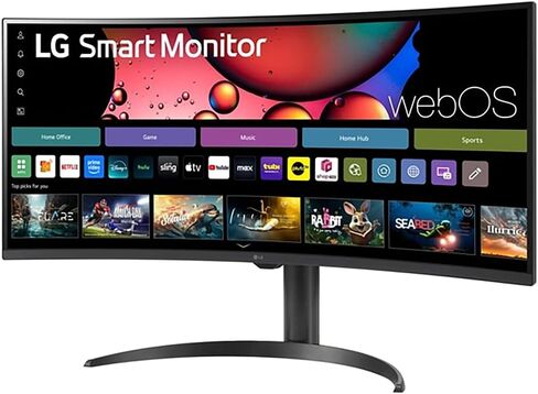LG 34SR65QC-B 34 Inch Smart Monitor WQHD 1440P Curved Screen with Adjustable Stand Bundle with Elite Suite 18, 2X HDMI Cable and Deco Gear CPS Exclusive 26 Month Protection Pack (BEACH-CPS-26M500) in Saudi Arabia