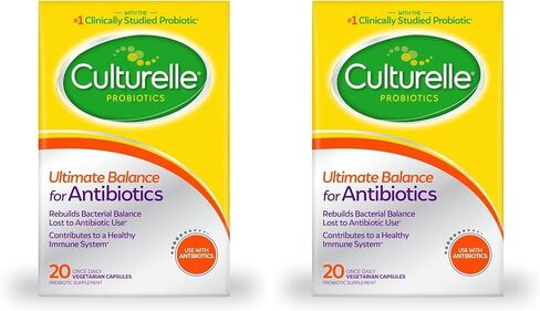 Culturelle Probiotics Ultimate Balance Probiotic for Use with Antibiotics - 20 Count – Probiotic Capsules Help Restore Good Bacteria Lost During Antibiotic Use & Contribute to A Healthy Immune System in Kuwait