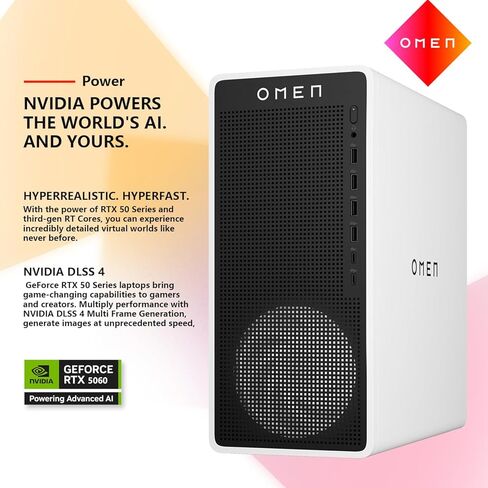 كمبيوتر مكتبي للألعاب HP OMEN 16L TG03، Intel Ultra 7 265F، NVIDIA RTX 5060، ذاكرة الوصول العشوائي DDR5 سعة 32 جيجابايت، SSD 2 تيرابايت، جهاز كمبيوتر محطة عمل AI-Ready للألعاب وإنتاج الموسيقى، حزمة مع لوحة مفاتيح Thunderobot in Kuwait